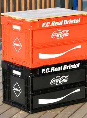 现货黑红色FCRBxCOCA-COLA CONTAINER联名可口可乐折叠收纳储物箱