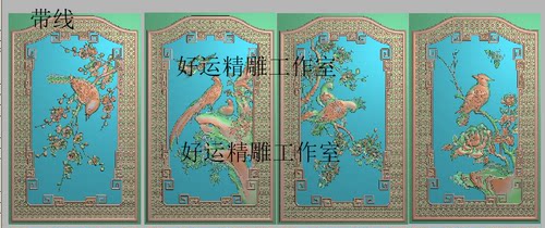 花鸟靠背鹦鹉雕刻图