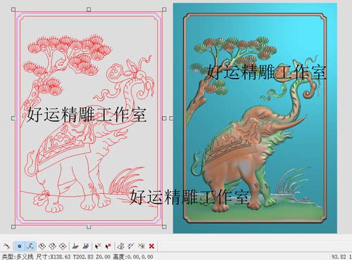 松树电脑动物雕刻图