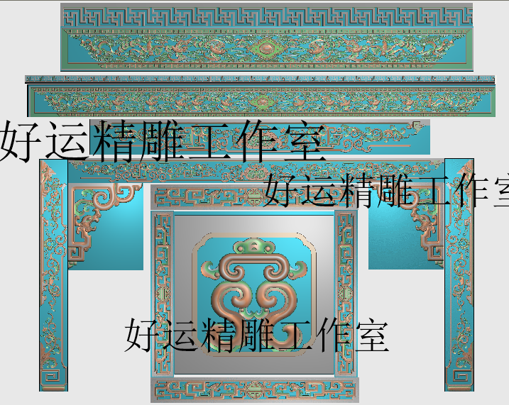 吉祥餐台精雕图如意餐台镂空蝙蝠圆桌圆台浮雕图电脑雕刻图草龙图