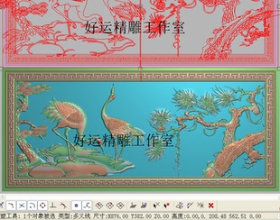 松鹤延年精雕图松鹤床靠背精品花鸟电脑雕刻图新款松树鹤浮雕图