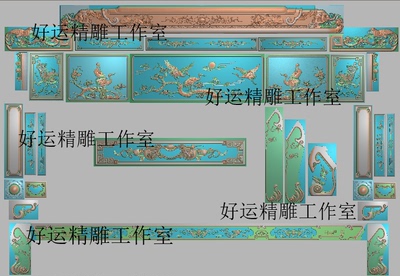 新款财源滚滚沙发精雕图松鹤延年象头沙发兰亭序浮雕图大象花鸟图
