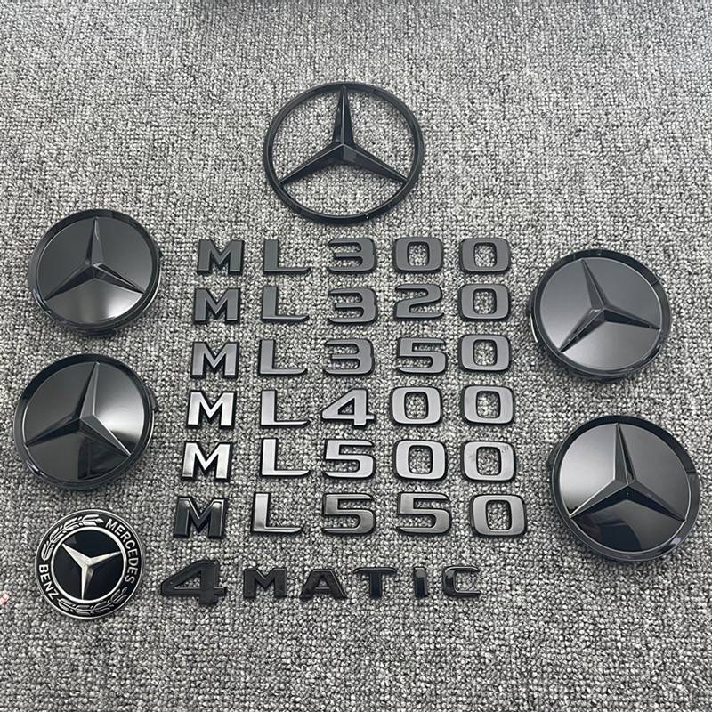 奔驰ML320 ML350 ML400 ML500 ML550 改装字标车标尾标后标亮黑