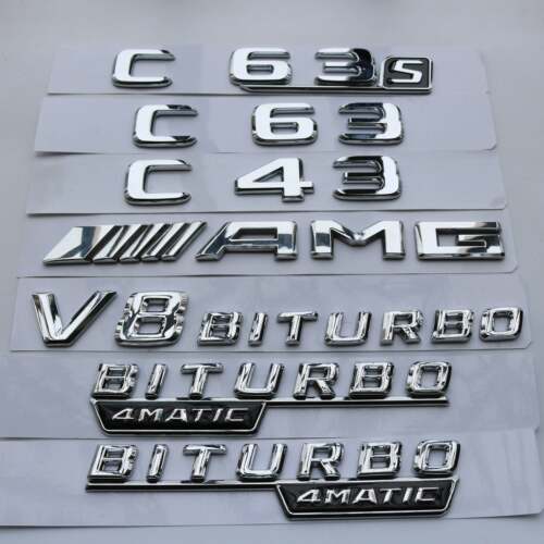 新款奔驰C级C63 S C43 AMG后尾标V8 BITURBO 4MATIC改装车标车贴