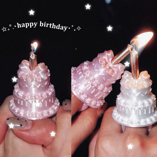 蛋糕蜡烛戒指创意ins风生日氛围感装饰道具拍照出片神器小众首饰