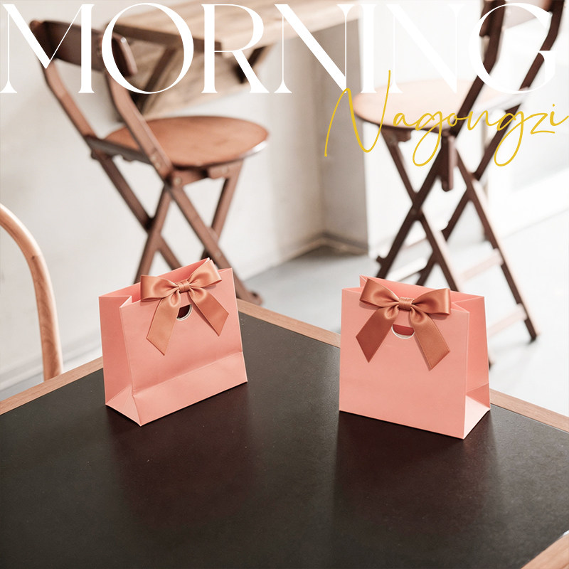 高端婚礼喜糖纸袋现货彩色蝴蝶结礼品袋白卡纸首饰袋喜糖袋logo