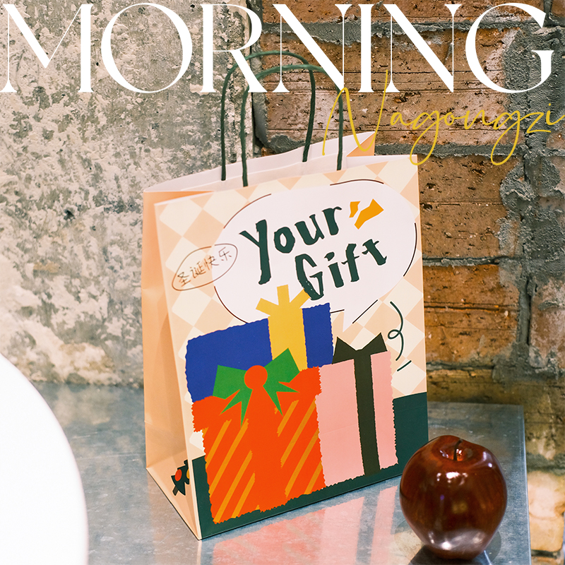 圣诞快乐圣诞礼物包装袋卡通纸袋苹果平安夜圣诞礼物手提袋礼品袋