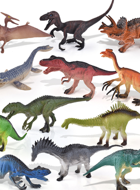 【软胶捏捏叫】儿童大号恐龙玩具仿真动物模型三角龙霸王龙男孩