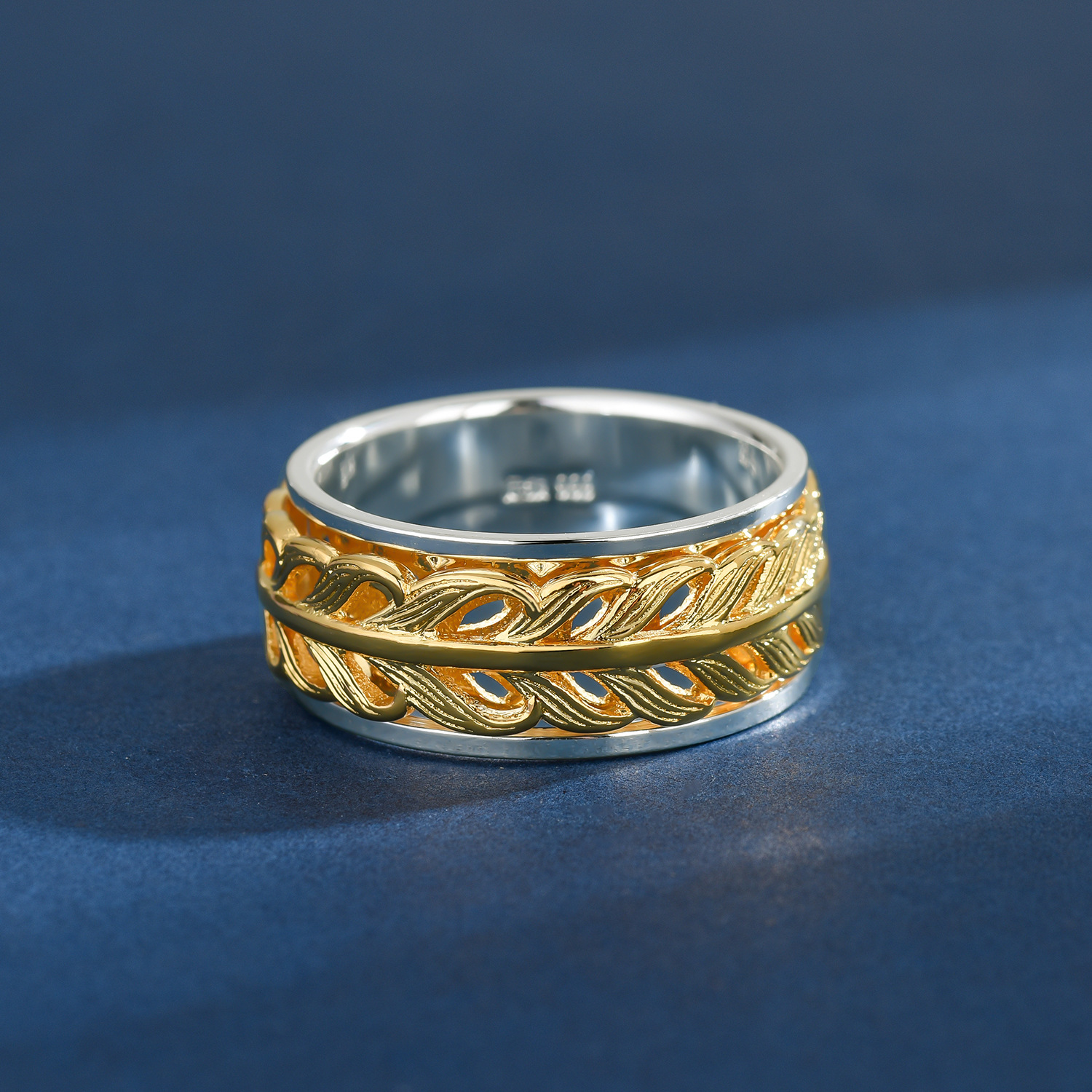 S999纯银麦穗可转动戒指精工独特个性食指指环情侣对戒高级送男友