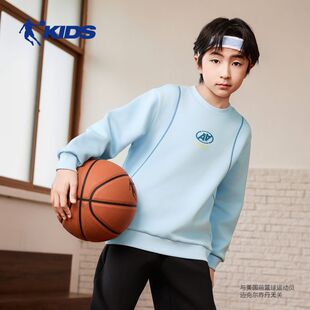 乔丹篮球男童中大童套头卫衣2025春秋时尚休闲运动服长袖针织上衣