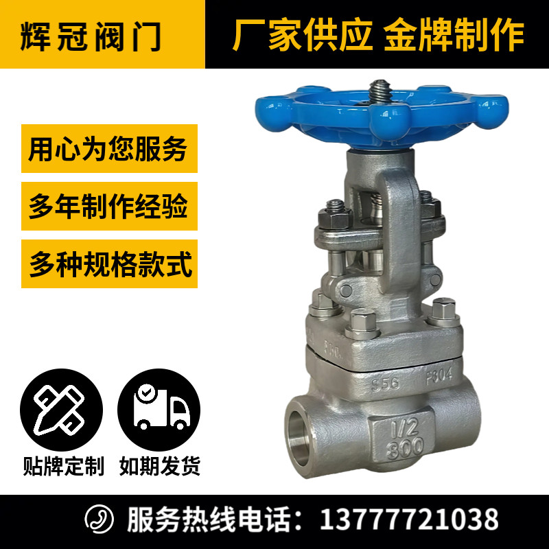 Z11W-16/25/40P螺纹304不锈钢闸阀Z61W-800LB锻刚承插焊闸阀DN25