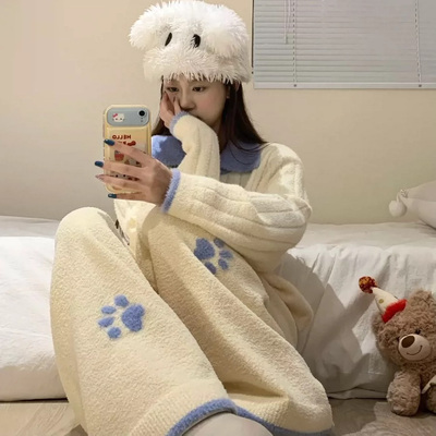半边绒2025新款睡衣女秋冬季长袖