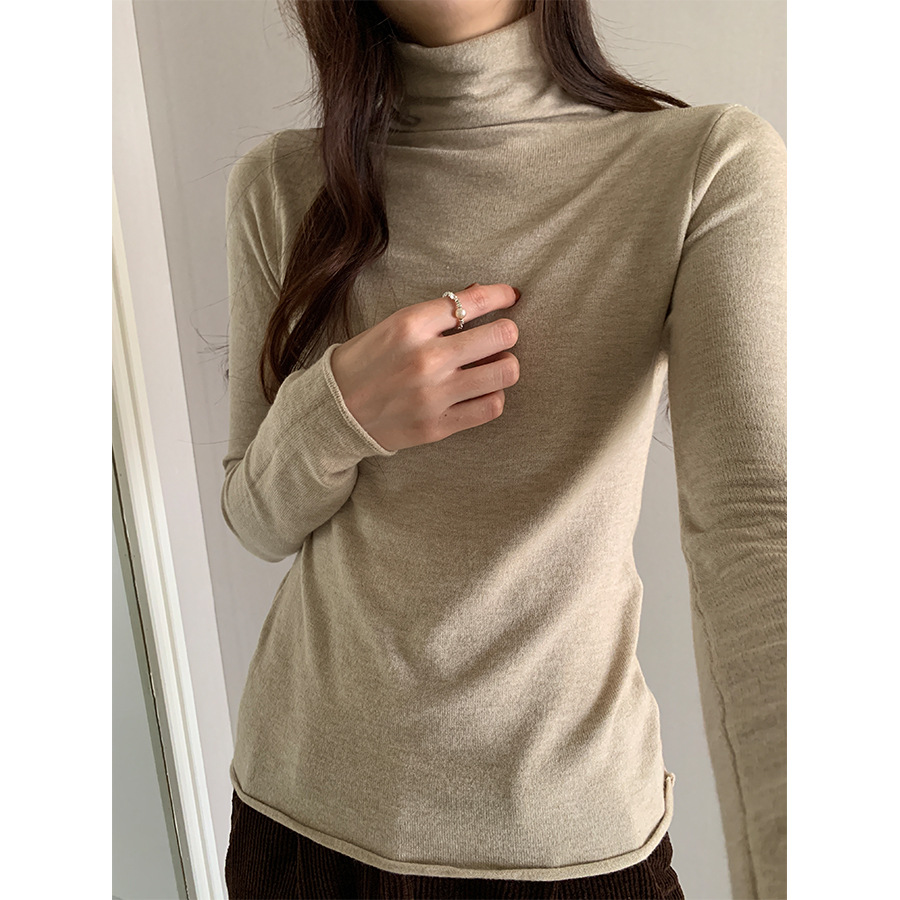 基础6色堆堆领毛针织打底衫女秋冬修身内搭长袖T恤上衣541048