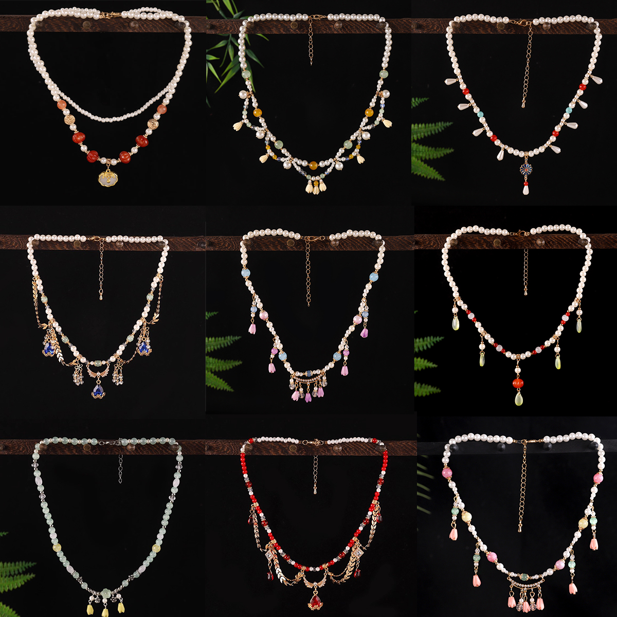 古风坦领汉服璎珞项链女新中式