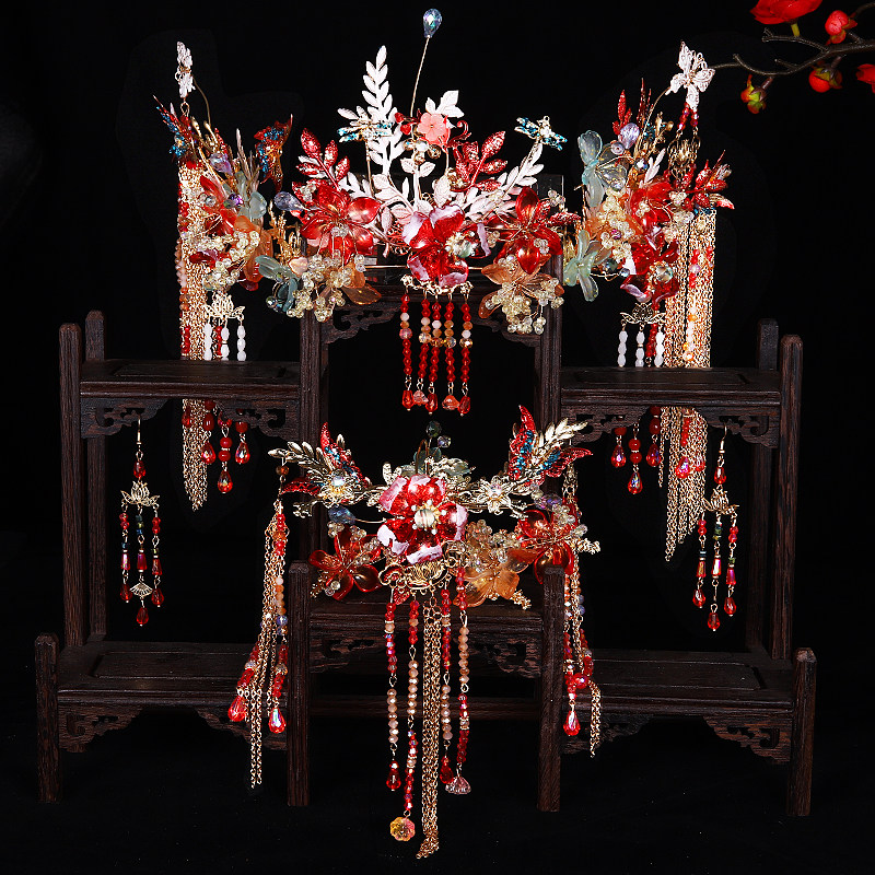 秀禾服头饰女新娘结婚凤冠步摇新中式大气高级感秀和服发饰显脸小