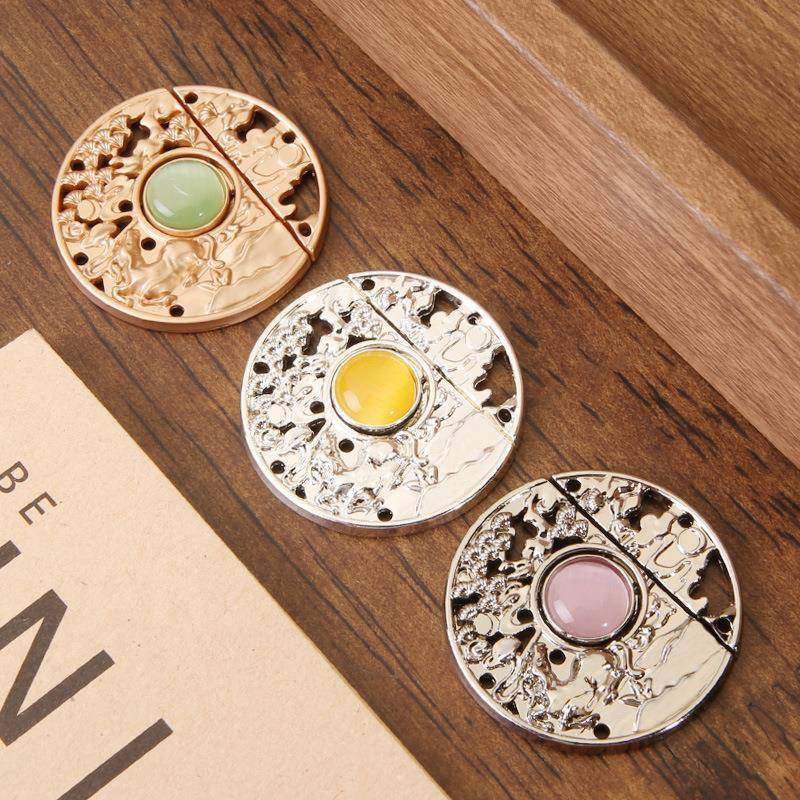 汉服子母扣唐装旗袍国潮风服装金属盘扣黄牛望月古装立领对襟对扣