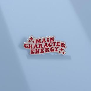 欧美趣味红色字母短句徽章英文主角能量胸针社交媒体俚语胸针配饰