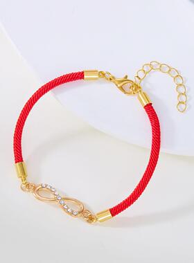 2025新款速卖通ebay供货8字红绳女士手链无穷8字镀玫瑰金色手链