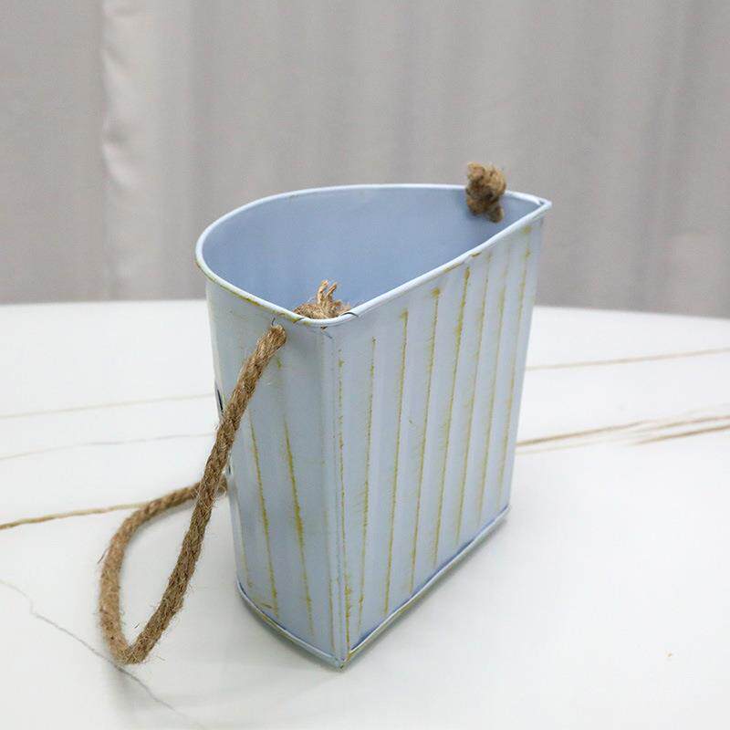 跨境复古田园铁艺花盆花器悬挂吊桶墙面装饰壁挂花篮花阳台挂桶