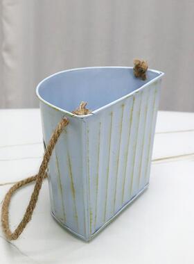 跨境复古田园铁艺花盆花器悬挂吊桶墙面装饰壁挂花篮花阳台挂桶