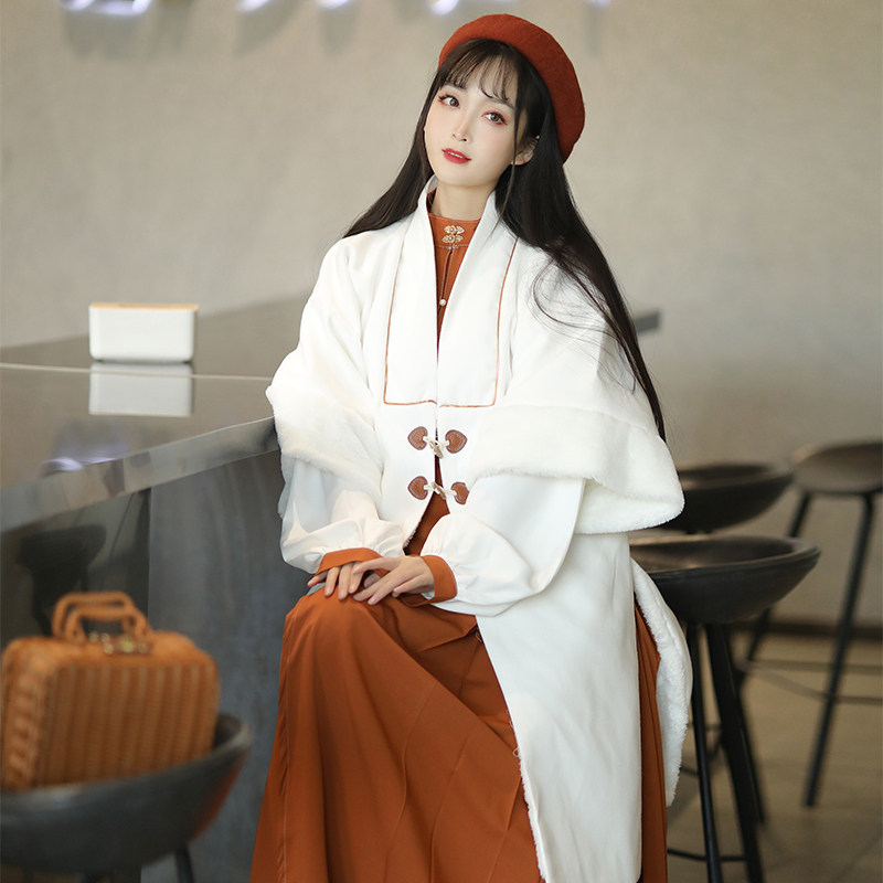 汉旭忆佳人明制汉服女汉元素改良日常款马面裙立领披袄春秋季套装