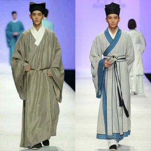 影视书生服舞台教书先生男汉服孔子古装宁采臣文人古装棉麻演出服