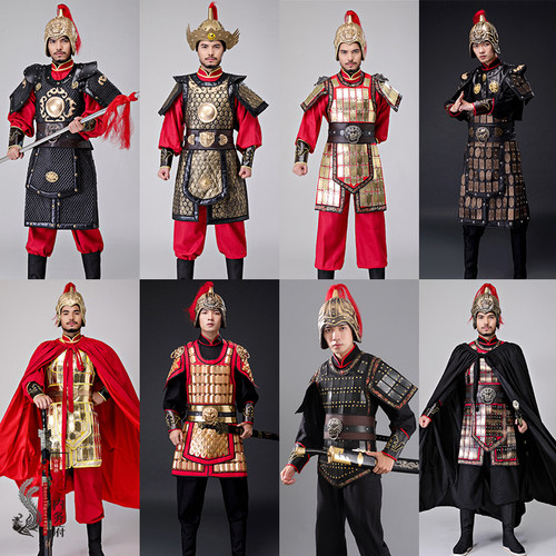 古装盔甲男战袍铠甲将军衣服古代士兵小卒古装侍卫服金色黑色铠甲 - 封面
