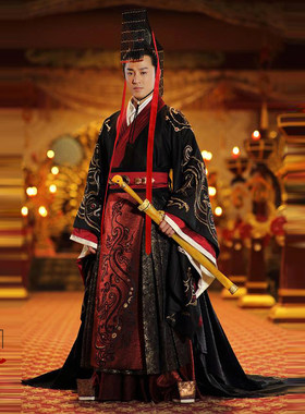 男士古装黑色演出服卫子夫同款