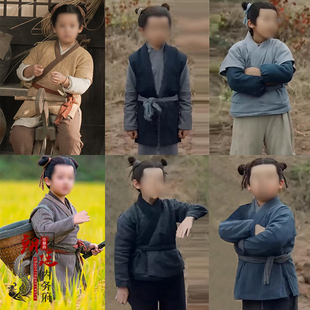 春秋战国农民百姓小孩古装唐宋朝汉服古代农夫公子棉麻服装