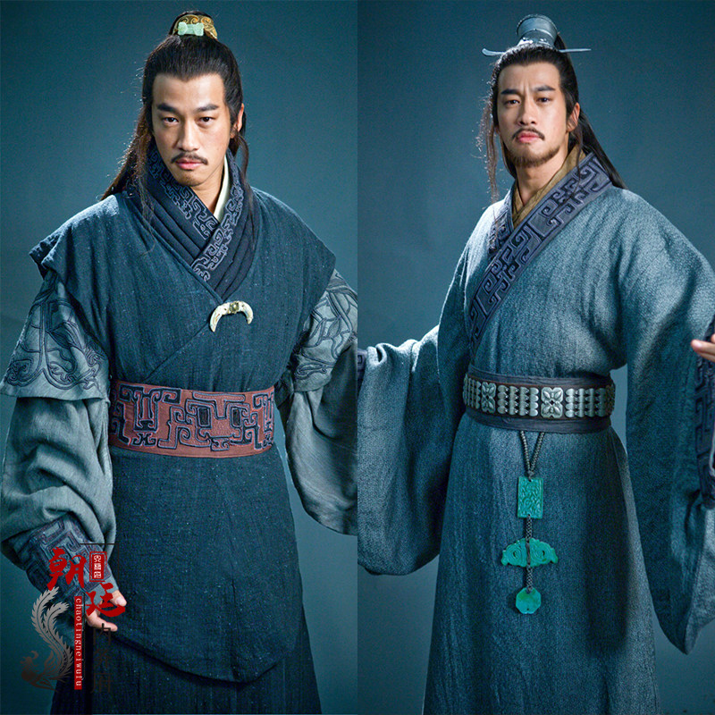 影视装秦汉男古装汉服吕布项羽楚王同款古装棉麻男武侠古装演出服