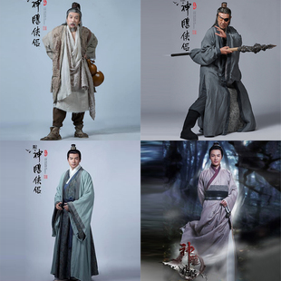 影视古装神雕侠侣郭靖同款古装棉麻武侠侠客服书生服丐帮古装男