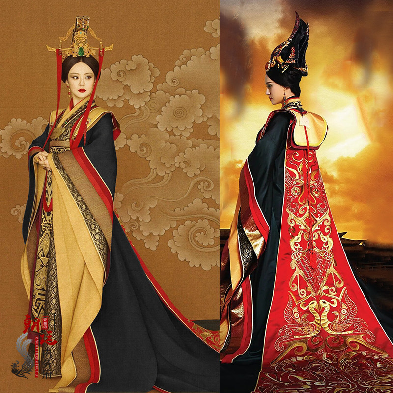 芈月传同款秦汉女士古装皇后服太后服拖尾古装红色喜服新娘服