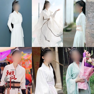 影视古装汉服飘逸白色仙女服女剑客魏晋风江湖女侠古装演出服