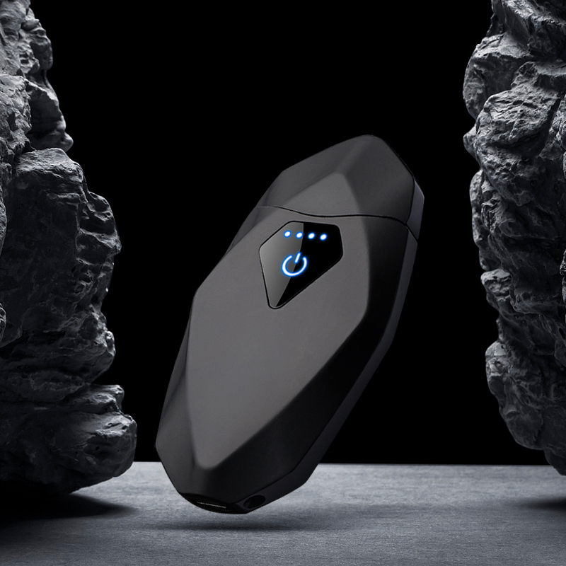 创意炫酷黑科技菱形充电双电弧静音防风打火机高颜值点烟器送礼物