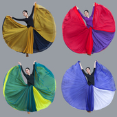 梦低双面720度古典舞蹈大摆纱裙双层双色藏式 表演出开叉半身长裙