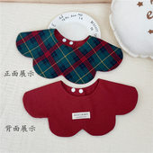 新生儿宝宝围嘴新款 花瓣口水巾纯棉婴幼吐奶围嘴围兜双面转圈360