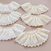 宝宝韩风刺绣蕾丝波浪花边公主围嘴围兜婴儿口水巾纯棉纱布喂奶巾