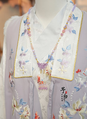 【紫霞仙】紫玉蝴蝶双流苏粉紫配色长璎珞汉服配饰