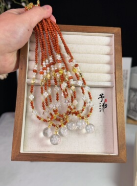 【雪灵】南红小米珠雪花幽灵珍珠锁骨链新年配饰古风