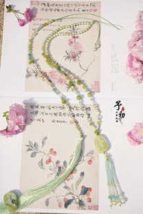 【鹿野仙踪】岫玉青提奶盖鹿牌蓝绿清新长璎珞汉服配饰古风