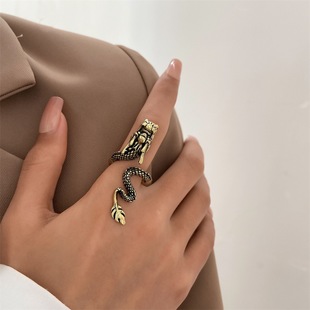 龙形夹烟指环创意霸气烟架戒指夹托男夹烟器黄铜防手指熏黄可调节