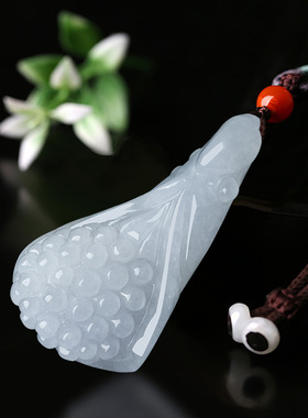 多子多福天然正品缅甸A货保真翡翠兰花吊坠冰种玉石挂件花件玉器