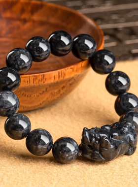 天然正品A货翡翠乌鸡种貔貅手串冰种玉石玉珠子手链男士女款手饰