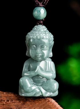 天然a货翡翠蓝水立体宝宝佛吊坠佛祖冰种玉石挂件男士女款玉坠