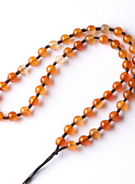 天然正品红玛瑙珠链吊坠编织挂绳圆珠毛衣链男士女款玉石项链玉佩