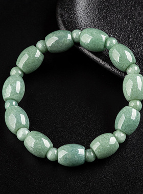 正品天然A货保真翡翠路路通手链豆种玉石桶珠手串高档男士手饰