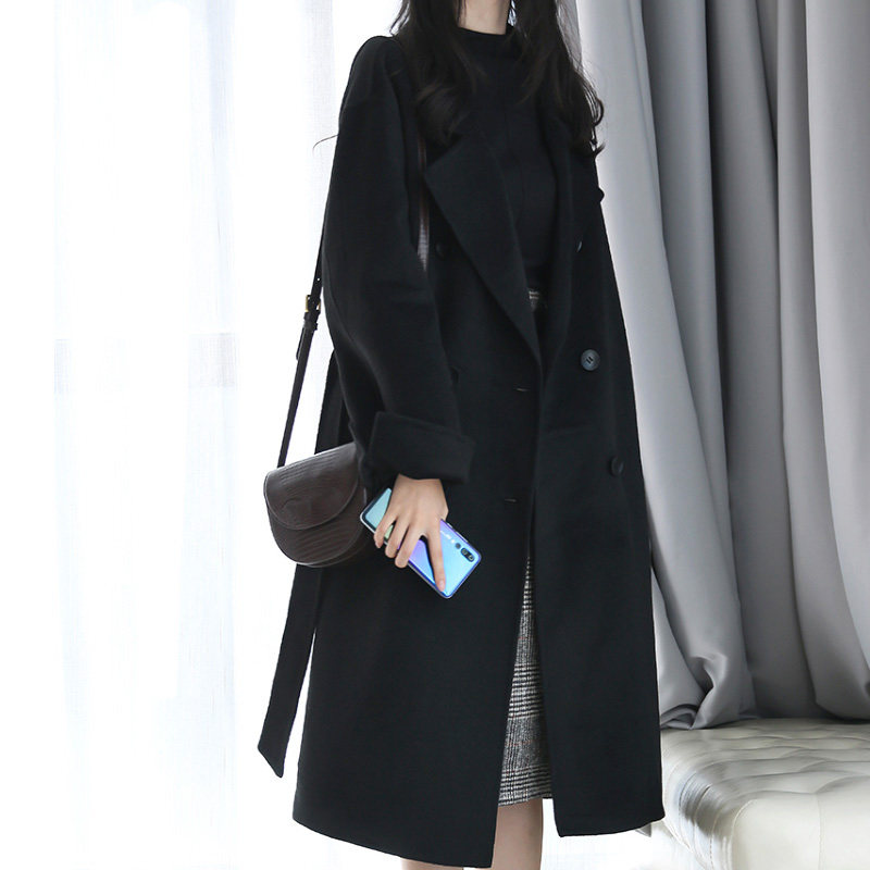 2022秋冬新款双面绒羊毛大衣过膝中长款韩版宽松显瘦潮流毛呢外套