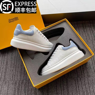 香港专柜原版货麦.昆小白鞋高端男鞋2026新款增高真皮厚底板鞋女