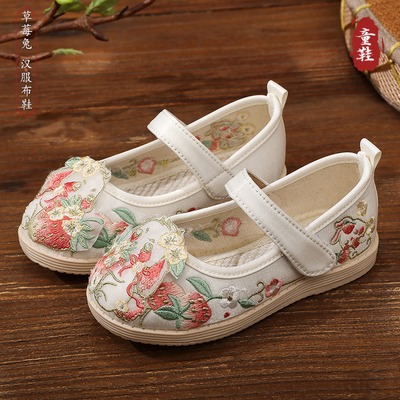 女童国风汉服鞋春秋古风绣花布鞋