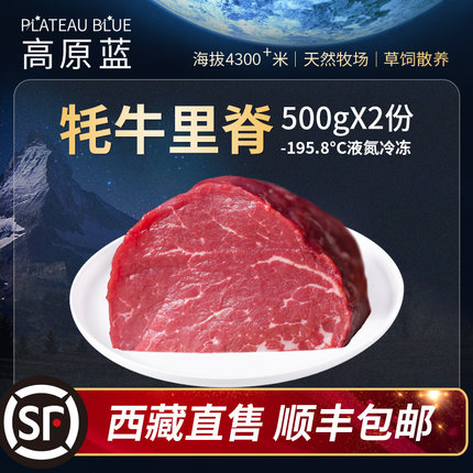 西藏高原蓝牦牛肉新鲜牦牛肉真空牛里脊肉1000g